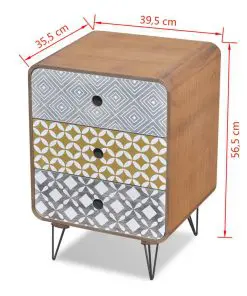 vidaXL Side Cabinet with 3 Drawers Brown