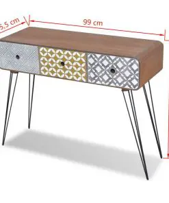vidaXL Console Table with 3 Drawers Brown