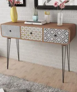 vidaXL Console Table with 3 Drawers Brown