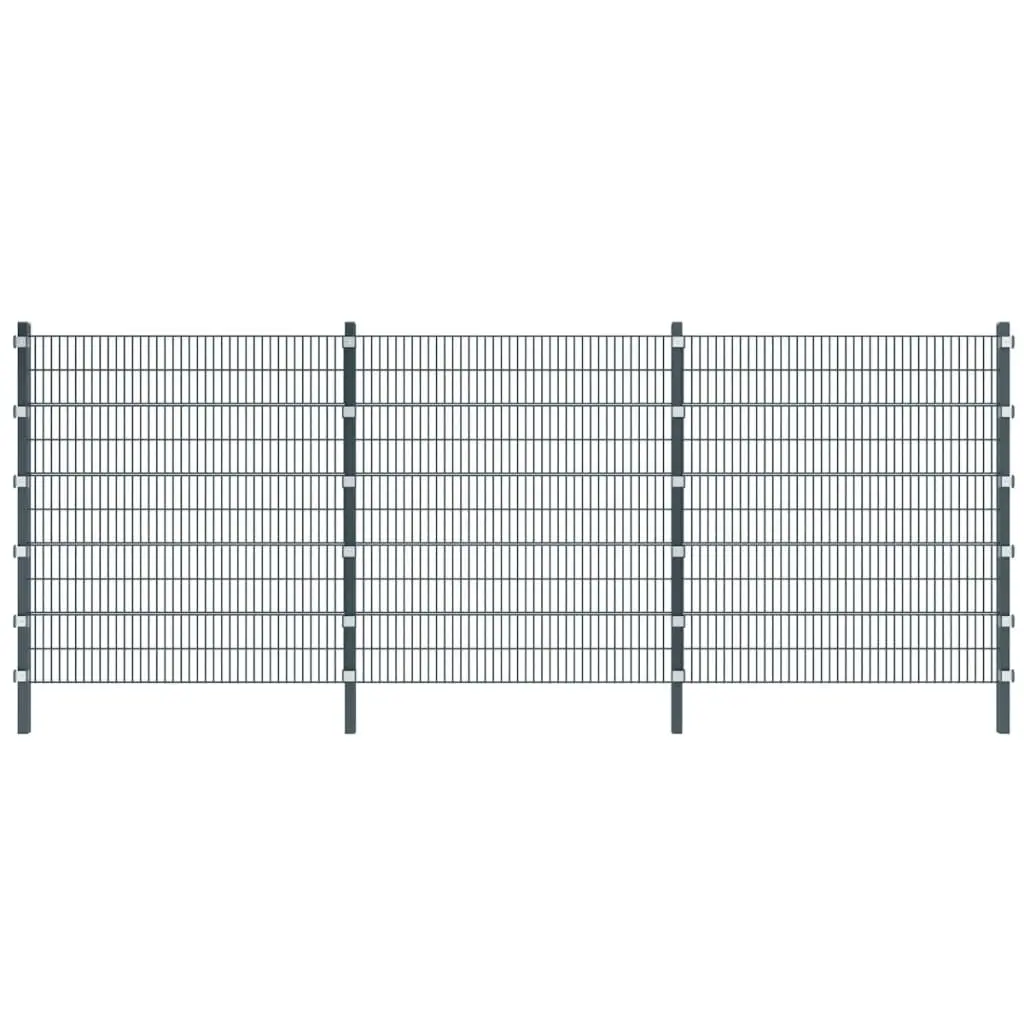 vidaXL Fence Panel with Posts 6×2 m Anthracite Grey