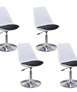 vidaXL Swivel Dining Chairs 4 pcs White and Black Faux Leather
