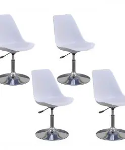 vidaXL Swivel Dining Chairs 4 pcs White Faux Leather