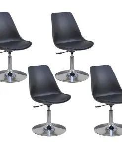 vidaXL Swivel Dining Chairs 4 pcs Black Faux Leather