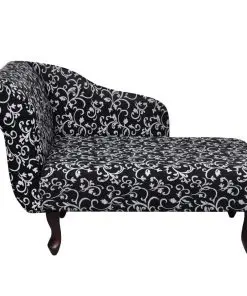 vidaXL Chaise Longue Black and White Fabric