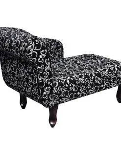 vidaXL Chaise Longue Black and White Fabric
