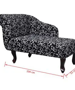 vidaXL Chaise Longue Black and White Fabric