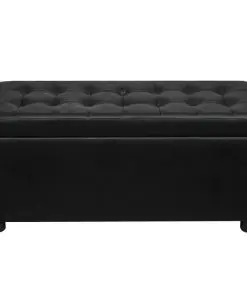 vidaXL Storage Ottoman Artificial Leather Black
