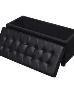 vidaXL Storage Ottoman Artificial Leather Black
