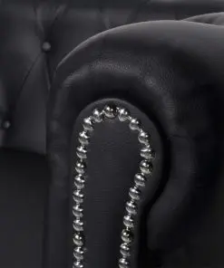 vidaXL Chesterfield 2-Seater Artificial Leather Black