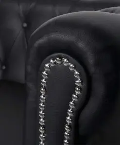 vidaXL Chesterfield 3-Seater Artificial Leather Black