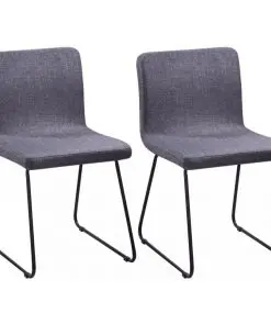 vidaXL Dining Chairs 2 pcs Dark Grey Fabric