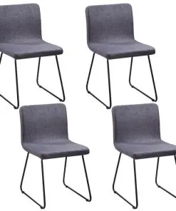 vidaXL Dining Chairs 4 pcs Dark Grey Fabric