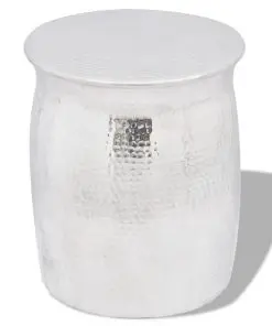 vidaXL Hammered Aluminium Stool/Side Table Silver