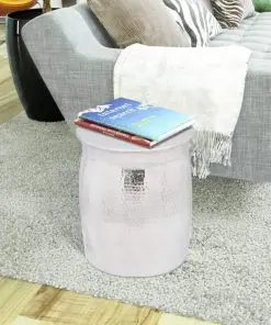 vidaXL Hammered Aluminium Stool/Side Table Silver