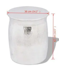 vidaXL Hammered Aluminium Stool/Side Table Silver