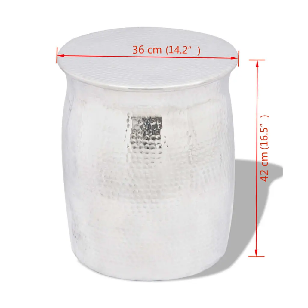 vidaXL Hammered Aluminium Stool/Side Table Silver