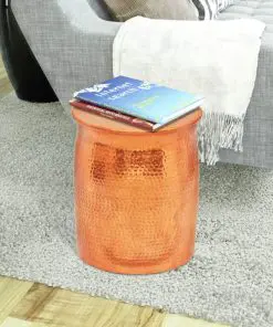 vidaXL Hammered Aluminium Stool/Side Table Brass/Copper Colour