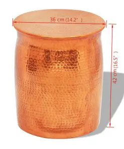 vidaXL Hammered Aluminium Stool/Side Table Brass/Copper Colour