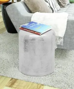vidaXL Hammered Aluminium Stool/Side Table Silver