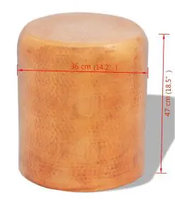 vidaXL Hammered Aluminium Stool/Side Table Brass/Copper Colour