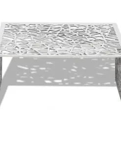 vidaXL Coffee Table Silver Geometric Openwork Design Aluminium