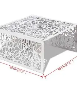 vidaXL Coffee Table Silver Geometric Openwork Design Aluminium