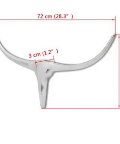 Wall Mounted Aluminium Bull’s Head Decoration Silver 72 cm