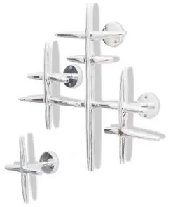 2 Wall Mounted Clothes Hooks Set Coat Rack Hat Hanger Aluminium Silver
