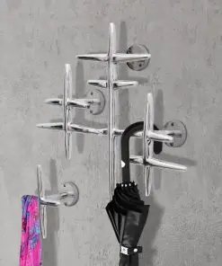 2 Wall Mounted Clothes Hooks Set Coat Rack Hat Hanger Aluminium Silver