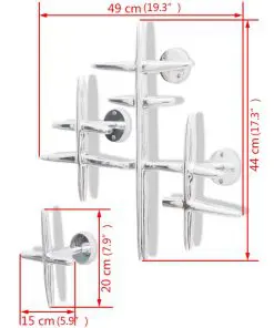 2 Wall Mounted Clothes Hooks Set Coat Rack Hat Hanger Aluminium Silver