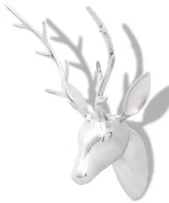Wall Mounted Aluminium Deer’s Head Decoration Silver 62 cm