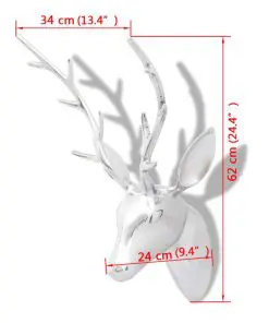 Wall Mounted Aluminium Deer’s Head Decoration Silver 62 cm