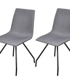 vidaXL Dining Chairs 2 pcs Light Grey Fabric