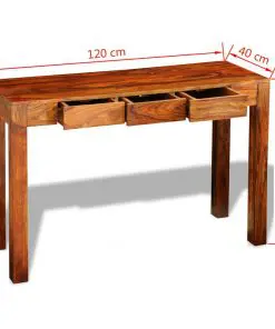 vidaXL Console Table with 3 Drawers 80 cm Solid Sheesham Wood