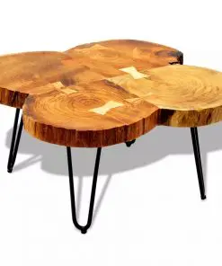 vidaXL Coffee Table 35 cm 4 Trunks Solid Sheesham Wood