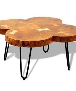 vidaXL Coffee Table 35 cm 4 Trunks Solid Sheesham Wood