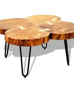 vidaXL Coffee Table 35 cm 4 Trunks Solid Sheesham Wood