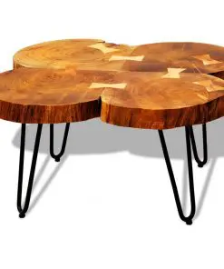 vidaXL Coffee Table 35 cm 4 Trunks Solid Sheesham Wood