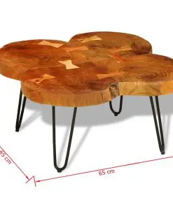 vidaXL Coffee Table 35 cm 4 Trunks Solid Sheesham Wood