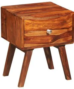 vidaXL Nightstand with 1 Drawer 55 cm Solid Sheesham Wood