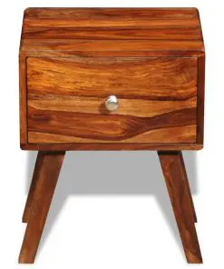 vidaXL Nightstand with 1 Drawer 55 cm Solid Sheesham Wood
