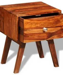 vidaXL Nightstand with 1 Drawer 55 cm Solid Sheesham Wood