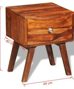 vidaXL Nightstand with 1 Drawer 55 cm Solid Sheesham Wood