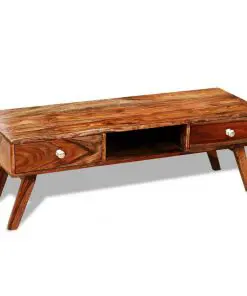 Solid Sheesham Wood TV Cabinet Sideboard 2 Drawers Vintage 40 cm