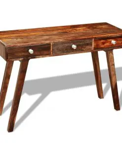 vidaXL Console Table with 3 Drawers 76 cm Solid Sheesham Wood