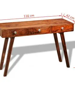 vidaXL Console Table with 3 Drawers 76 cm Solid Sheesham Wood