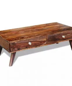 vidaXL Coffee Table with 4 Drawers 35 cm Solid Sheesham Wood