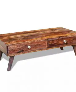 vidaXL Coffee Table with 4 Drawers 35 cm Solid Sheesham Wood