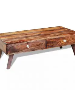 vidaXL Coffee Table with 4 Drawers 35 cm Solid Sheesham Wood