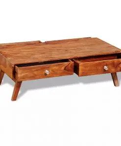 vidaXL Coffee Table with 4 Drawers 35 cm Solid Sheesham Wood